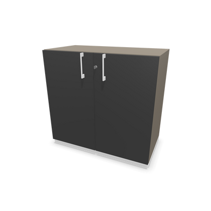 Narbutas Choice Flügeltürschrank 2-OH - 800mm - Griff und Sockel Weiss - Kubus Cubanitgrau - Front Dunkelgrau - 6029845