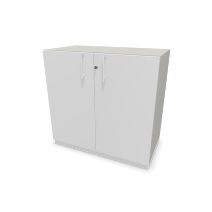 Narbutas Choice Flügeltürschrank 2-OH - 800mm - Griff und Sockel Weiss - Kubus Perlgrau - Front Weiss - 6029853
