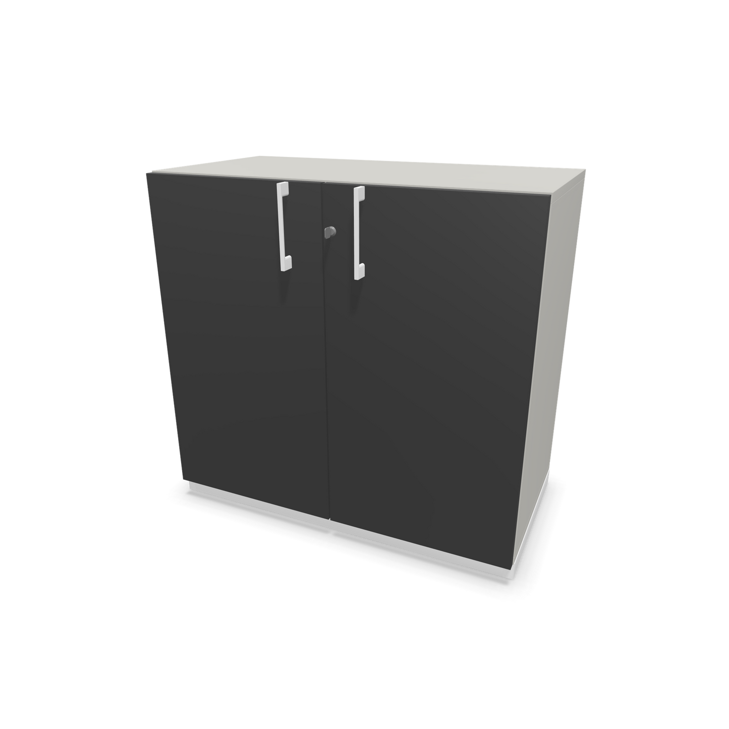 Narbutas Choice Flügeltürschrank 2-OH - 800mm - Griff und Sockel Weiss - Kubus Perlgrau - Front Dunkelgrau - 6029854