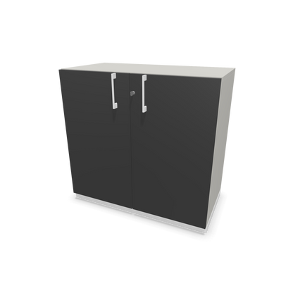 Narbutas Choice Flügeltürschrank 2-OH - 800mm - Griff und Sockel Weiss - Kubus Perlgrau - Front Dunkelgrau - 6029854