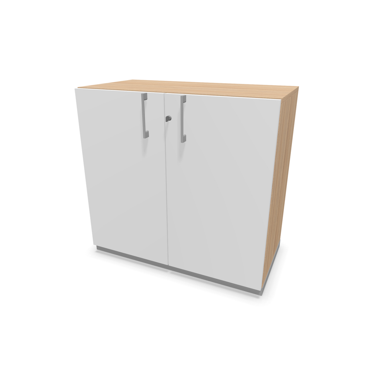 Narbutas Choice Flügeltürschrank 2-OH - 800mm - Griff und Sockel Silbergrau - Kubus Bernsteineichendekor - Front Weiss - 6029863
