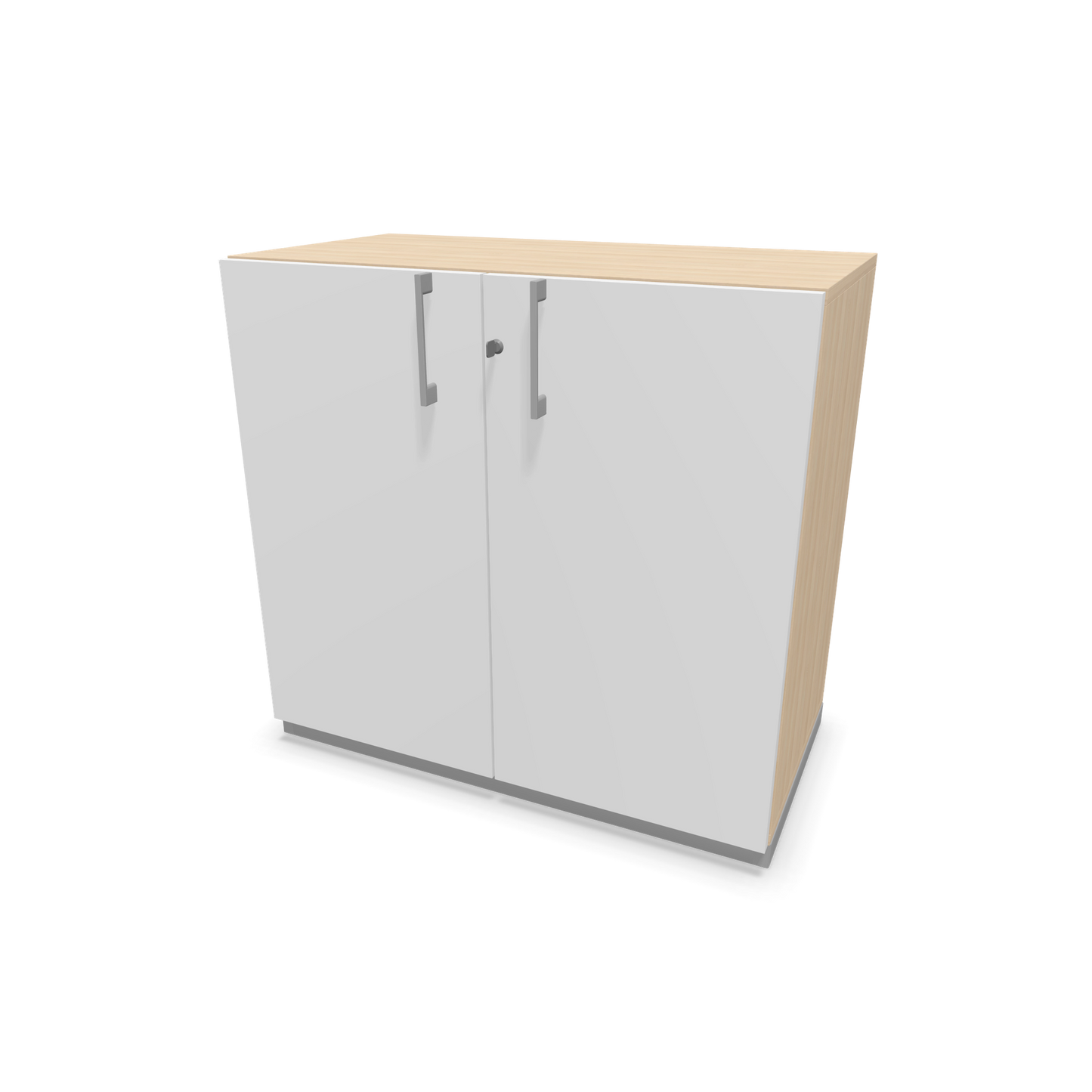 Narbutas Choice Flügeltürschrank 2-OH - 800mm - Griff und Sockel Silbergrau - Kubus Eschendekor - Front Weiss - 6029868