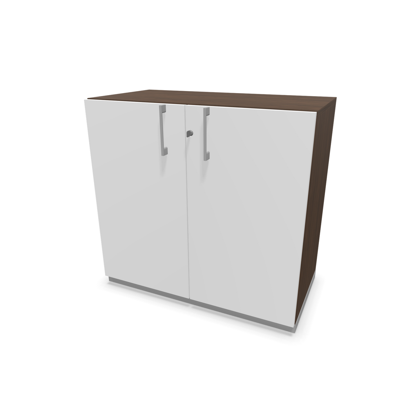 Narbutas Choice Flügeltürschrank 2-OH - 800mm - Griff und Sockel Silbergrau - Kubus Nussbaumdekor - Front Weiss - 6029873