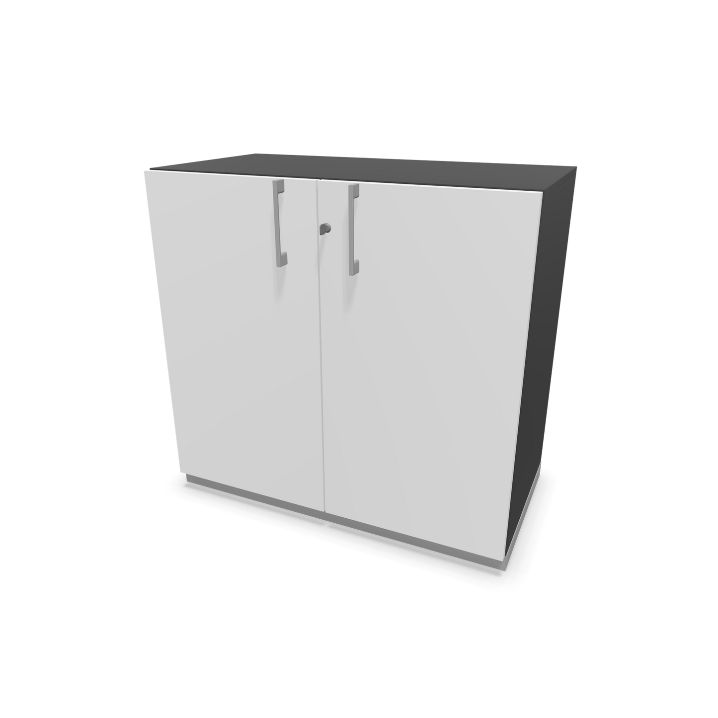Narbutas Choice Flügeltürschrank 2-OH - 800mm - Griff und Sockel Silbergrau - Kubus Dunkelgrau - Front Weiss - 6029896