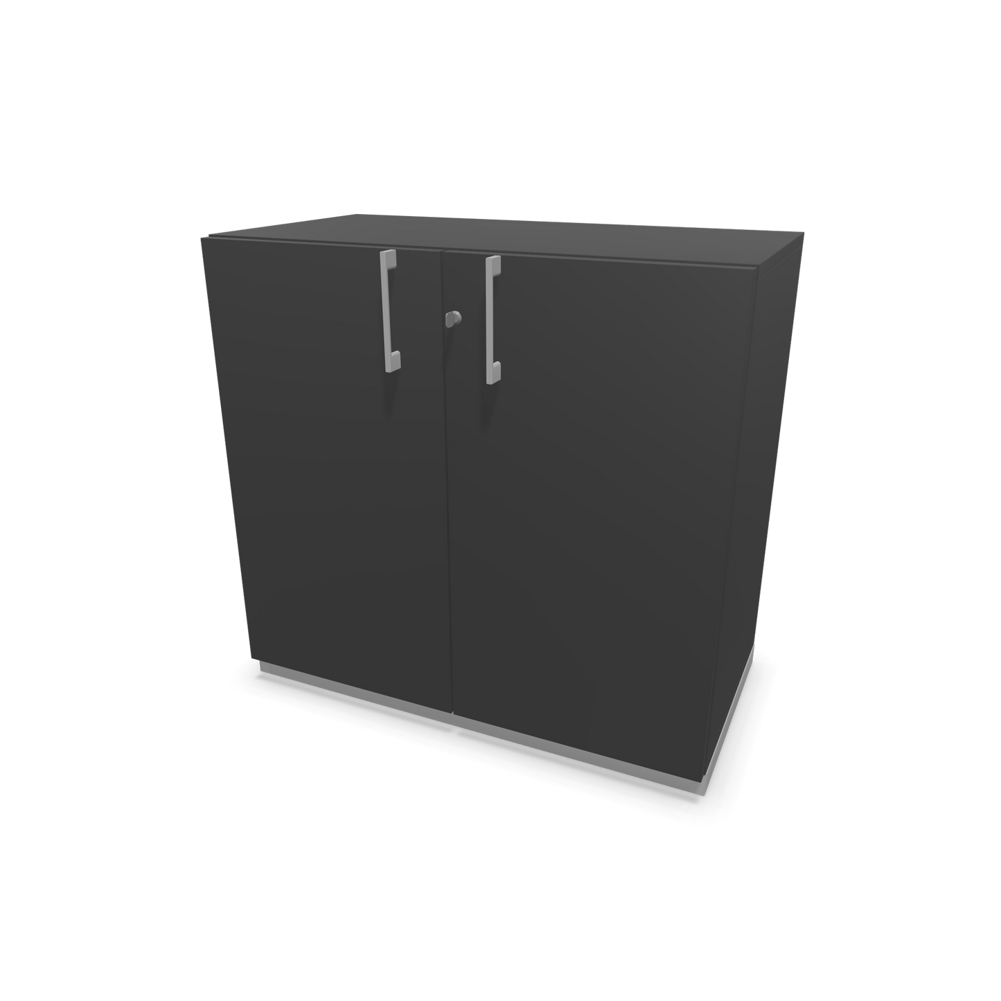 Narbutas Choice Flügeltürschrank 2-OH - 800mm - Griff und Sockel Silbergrau - Kubus Dunkelgrau - Front Dunkelgrau - 6029897