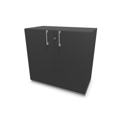 Narbutas Choice Flügeltürschrank 2-OH - 800mm - Griff und Sockel Silbergrau - Kubus Dunkelgrau - Front Dunkelgrau - 6029897