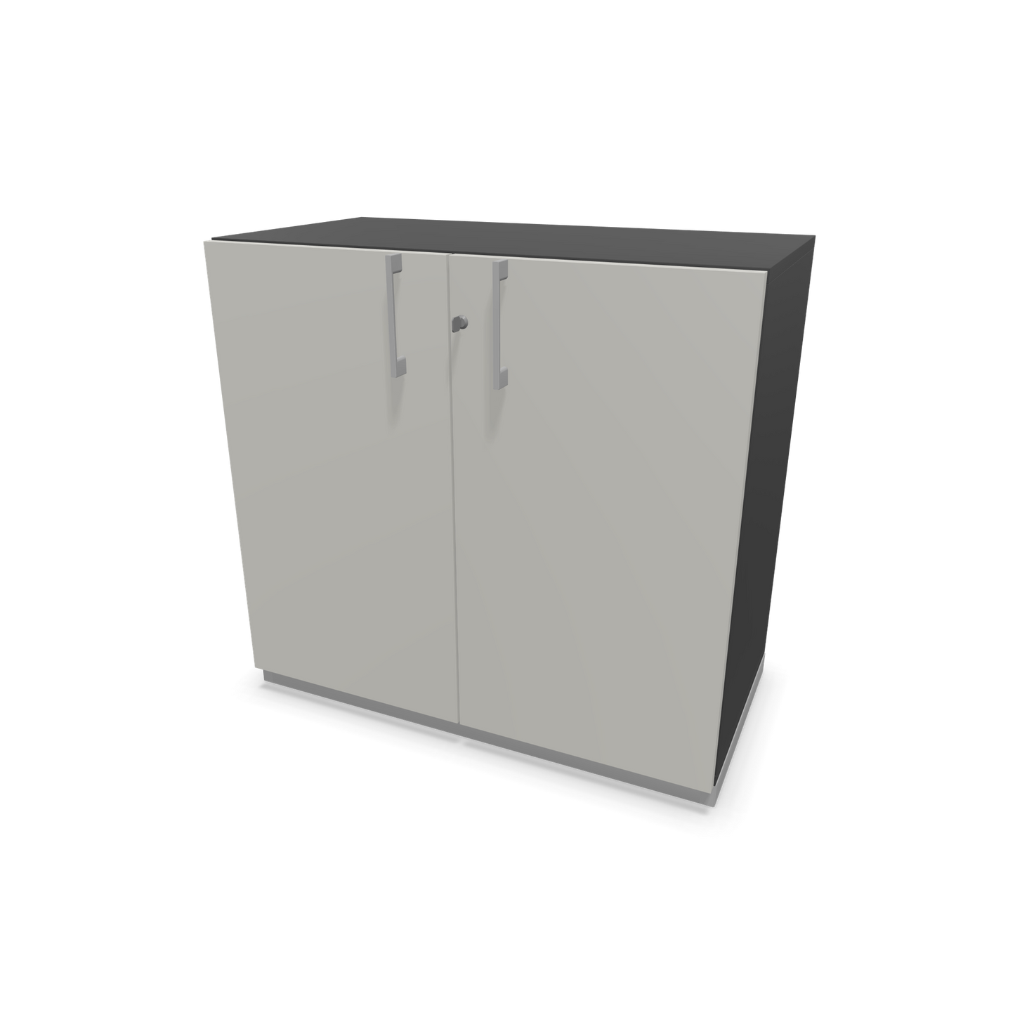 Narbutas Choice Flügeltürschrank 2-OH - 800mm - Griff und Sockel Silbergrau - Kubus Dunkelgrau - Front Perlgrau - 6029899