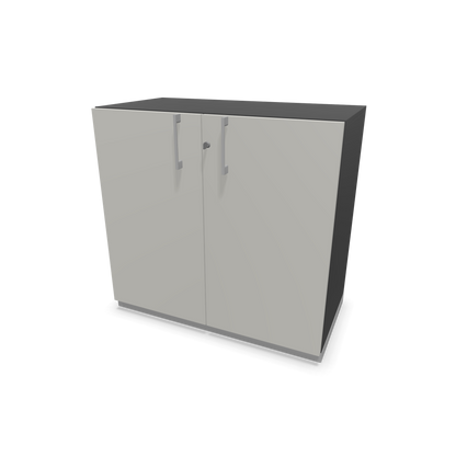 Narbutas Choice Flügeltürschrank 2-OH - 800mm - Griff und Sockel Silbergrau - Kubus Dunkelgrau - Front Perlgrau - 6029899