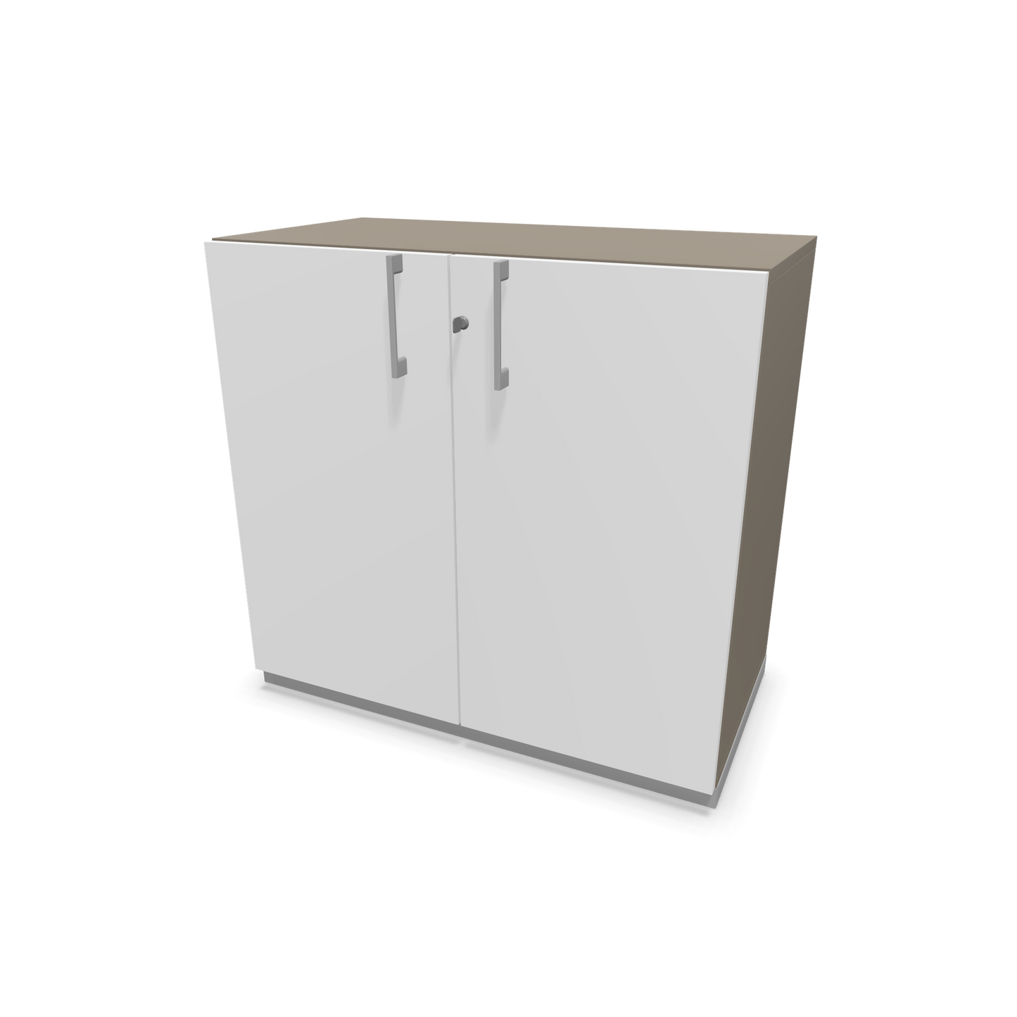 Narbutas Choice Flügeltürschrank 2-OH - 800mm - Griff und Sockel Silbergrau - Kubus Cubanitgrau - Front Weiss - 6029905