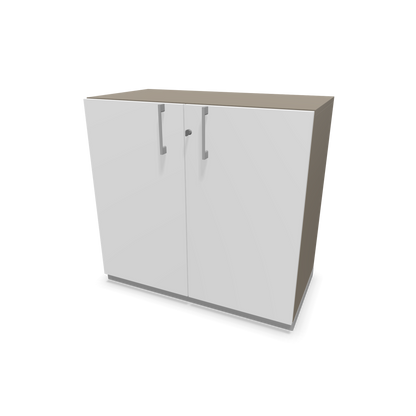 Narbutas Choice Flügeltürschrank 2-OH - 800mm - Griff und Sockel Silbergrau - Kubus Cubanitgrau - Front Weiss - 6029905