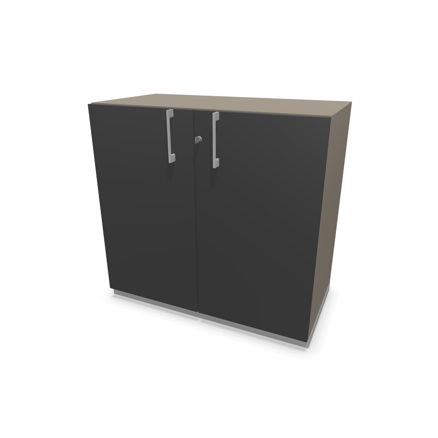 Narbutas Choice Flügeltürschrank 2-OH - 800mm - Griff und Sockel Silbergrau - Kubus Cubanitgrau - Front Dunkelgrau - 6029906