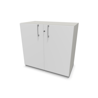 Narbutas Choice Flügeltürschrank 2-OH - 800mm - Griff und Sockel Silbergrau - Kubus Perlgrau - Front Weiss - 6029914