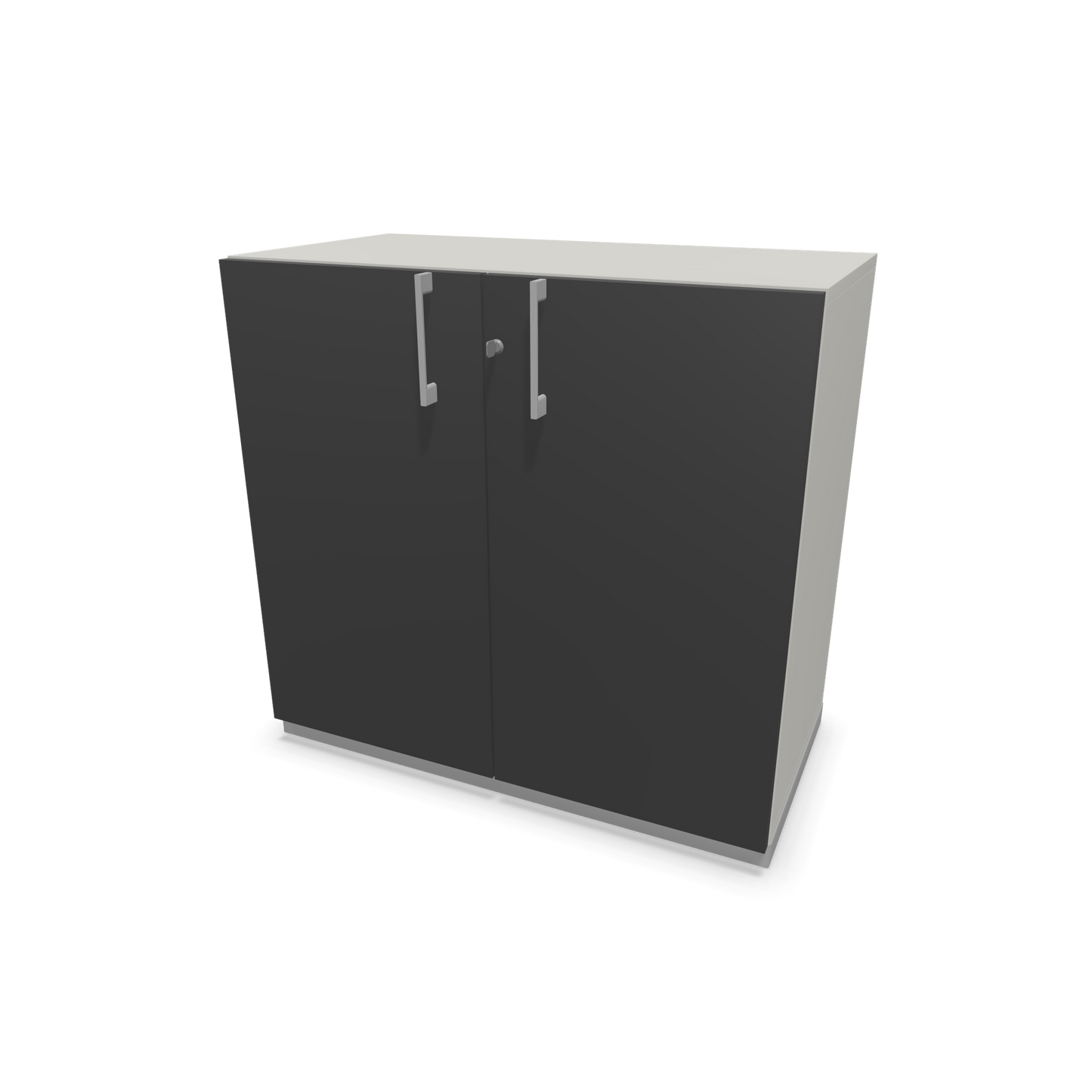 Narbutas Choice Flügeltürschrank 2-OH - 800mm - Griff und Sockel Silbergrau - Kubus Perlgrau - Front Dunkelgrau - 6029915