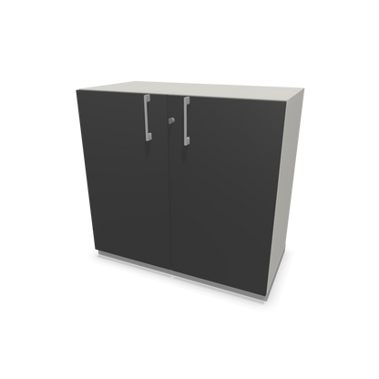 Narbutas Choice Flügeltürschrank 2-OH - 800mm - Griff und Sockel Silbergrau - Kubus Perlgrau - Front Dunkelgrau - 6029915