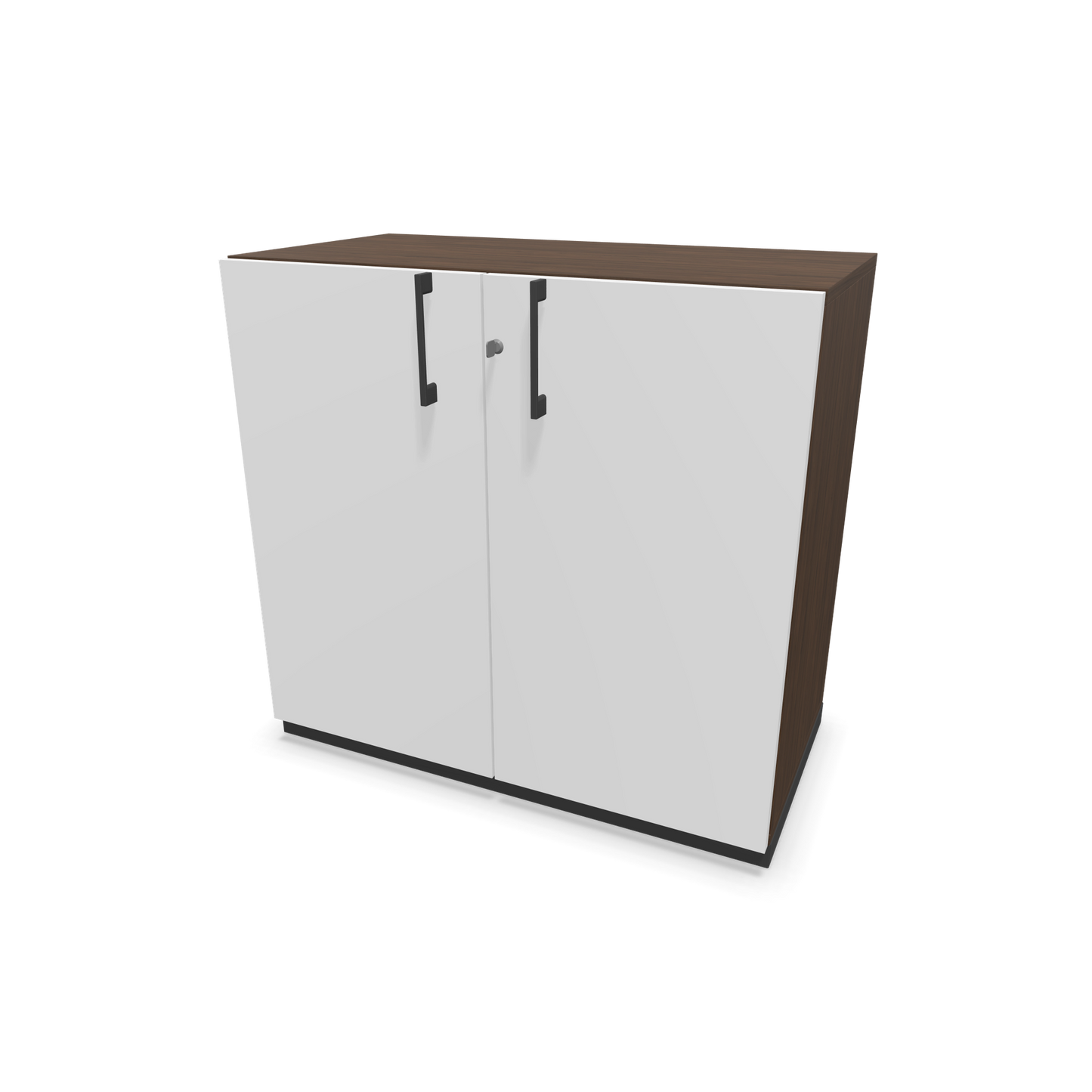 Narbutas Choice Flügeltürschrank 2-OH - 800mm - Griff und Sockel Dunkelgrau - Kubus Nussbaumdekor - Front Weiss - 6029934
