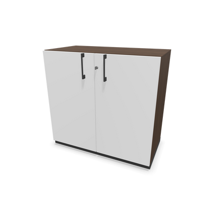 Narbutas Choice Flügeltürschrank 2-OH - 800mm - Griff und Sockel Dunkelgrau - Kubus Nussbaumdekor - Front Weiss - 6029934
