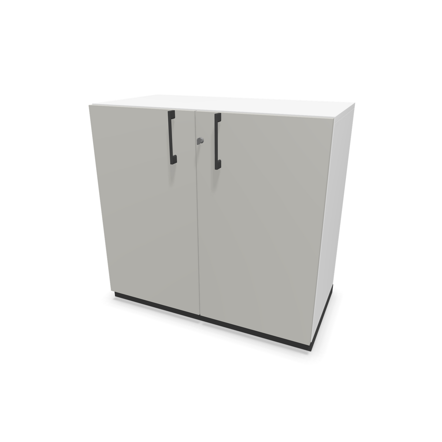 Narbutas Choice Flügeltürschrank 2-OH - 800mm - Griff und Sockel Dunkelgrau - Kubus Weiss - Front Perlgrau - 6029951