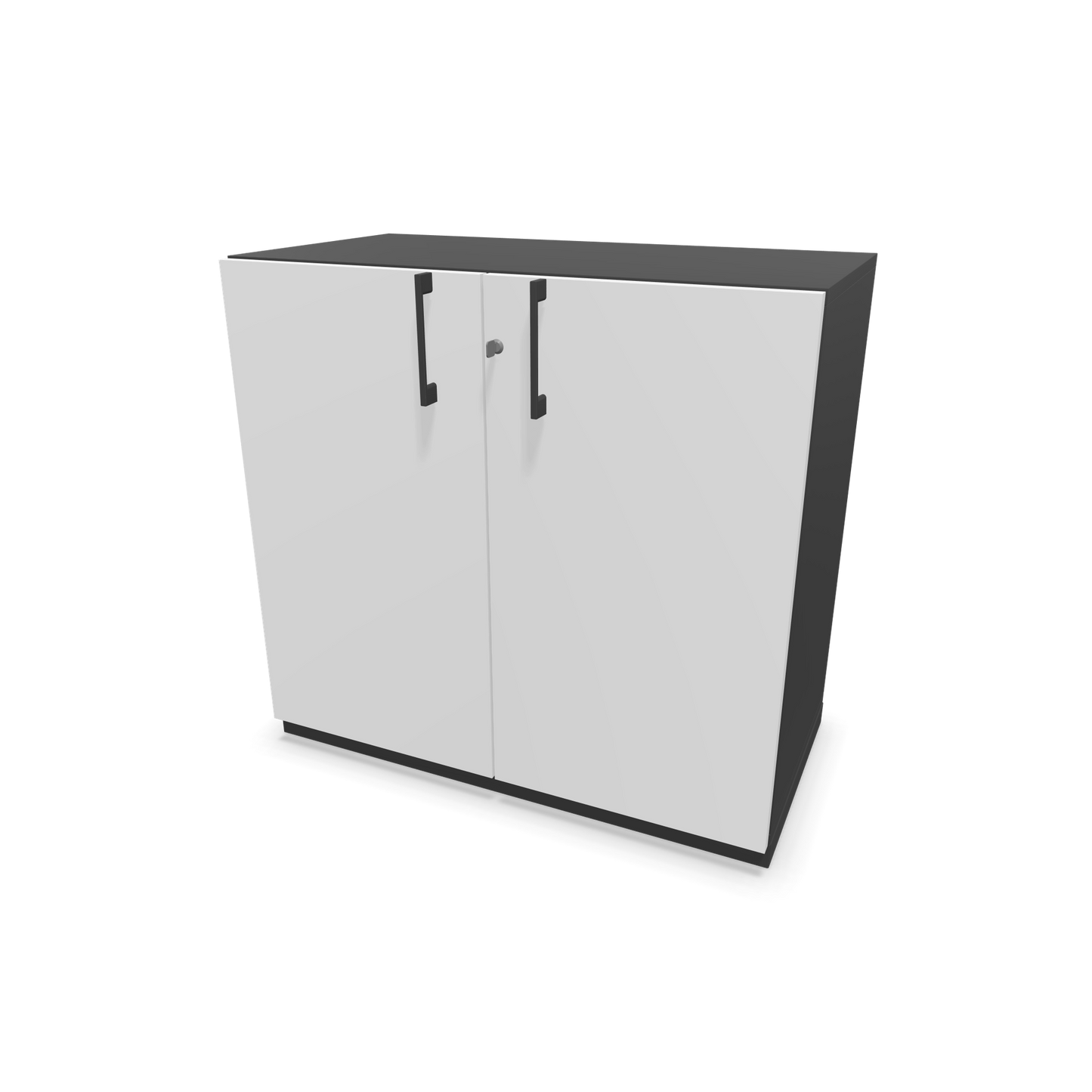 Narbutas Choice Flügeltürschrank 2-OH - 800mm - Griff und Sockel Dunkelgrau - Kubus Dunkelgrau - Front Weiss - 6029957