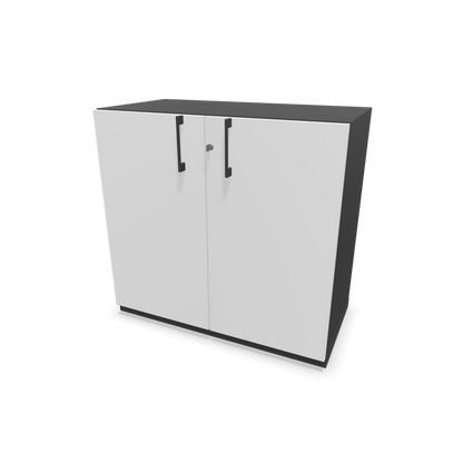 Narbutas Choice Flügeltürschrank 2-OH - 800mm - Griff und Sockel Dunkelgrau - Kubus Dunkelgrau - Front Weiss - 6029957