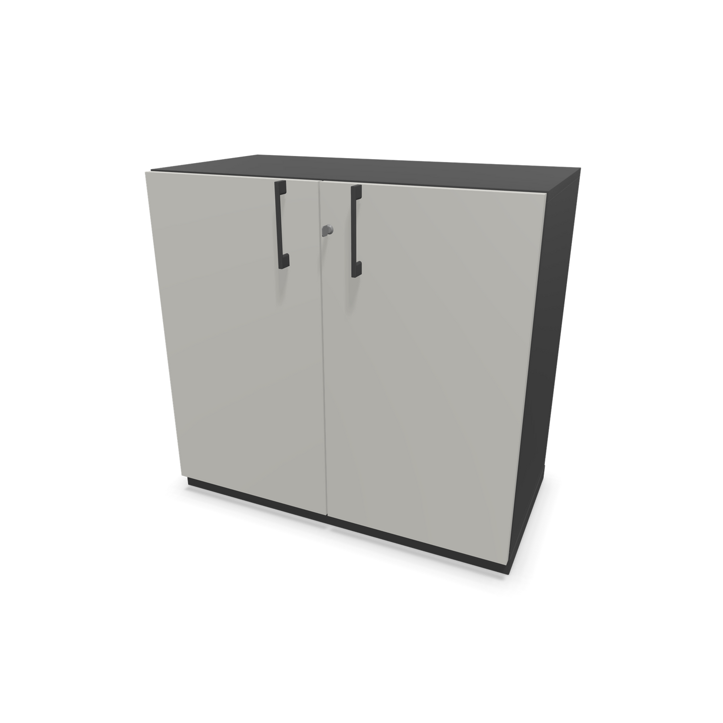 Narbutas Choice Flügeltürschrank 2-OH - 800mm - Griff und Sockel Dunkelgrau - Kubus Dunkelgrau - Front Perlgrau - 6029960