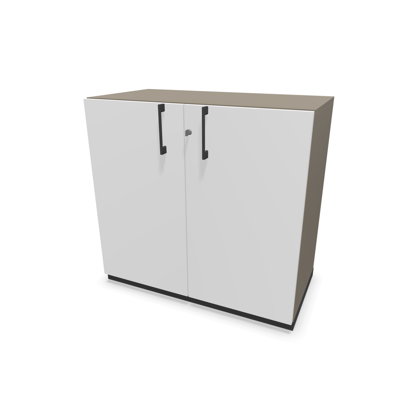 Narbutas Choice Flügeltürschrank 2-OH - 800mm - Griff und Sockel Dunkelgrau - Kubus Cubanitgrau - Front Weiss - 6029966