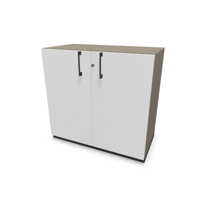 Narbutas Choice Flügeltürschrank 2-OH - 800mm - Griff und Sockel Dunkelgrau - Kubus Cubanitgrau - Front Weiss - 6029966
