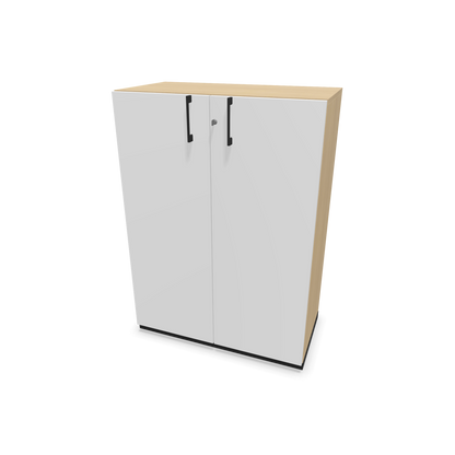 Choice Flügeltürschrank 3-OH - 800mm - Griff und Sockel Schwarz - Kubus Eichendekor - Front Weiss - 6029980
