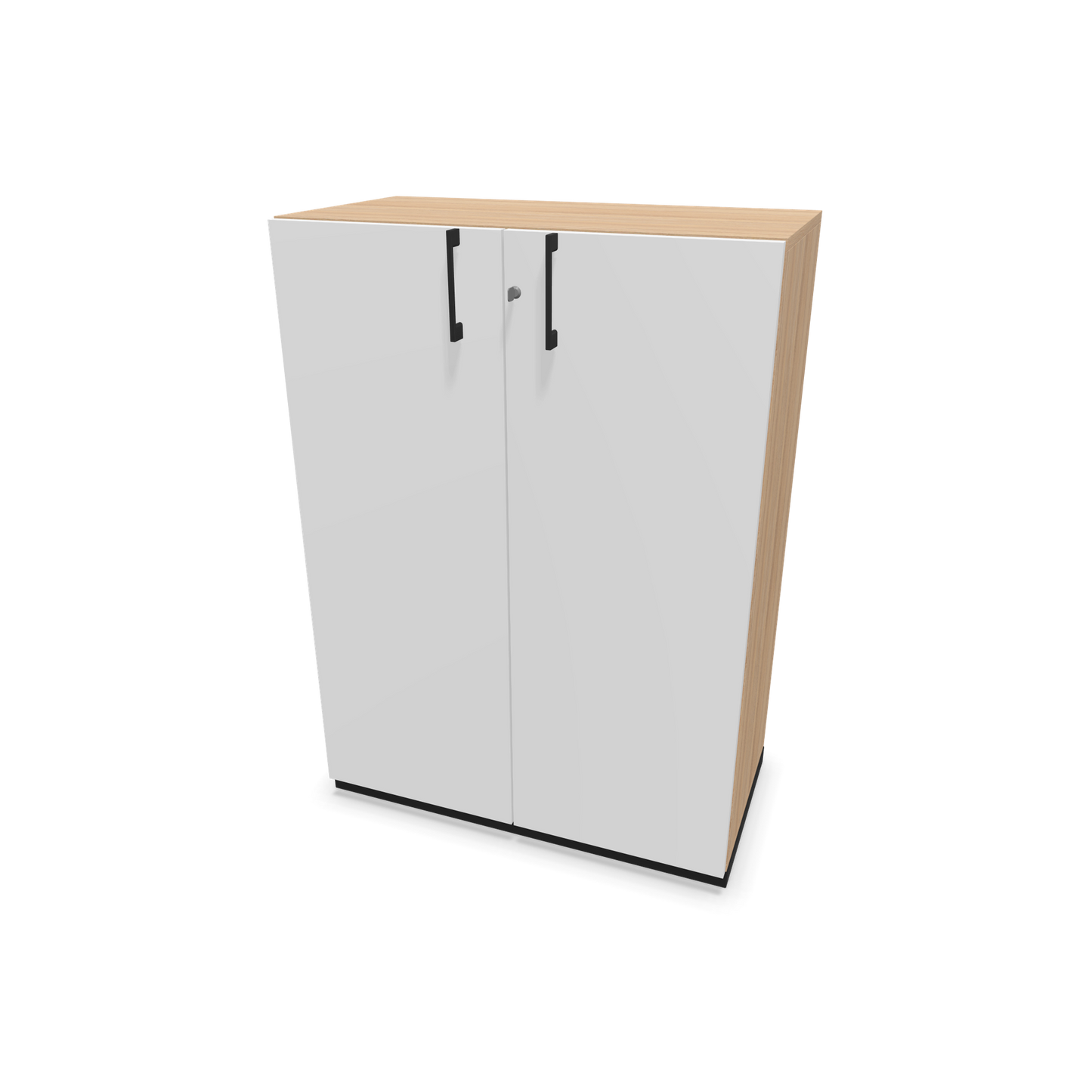 Choice Flügeltürschrank 3-OH - 800mm - Griff und Sockel Schwarz - Kubus Bernsteineichendekor - Front Weiss - 6029985
