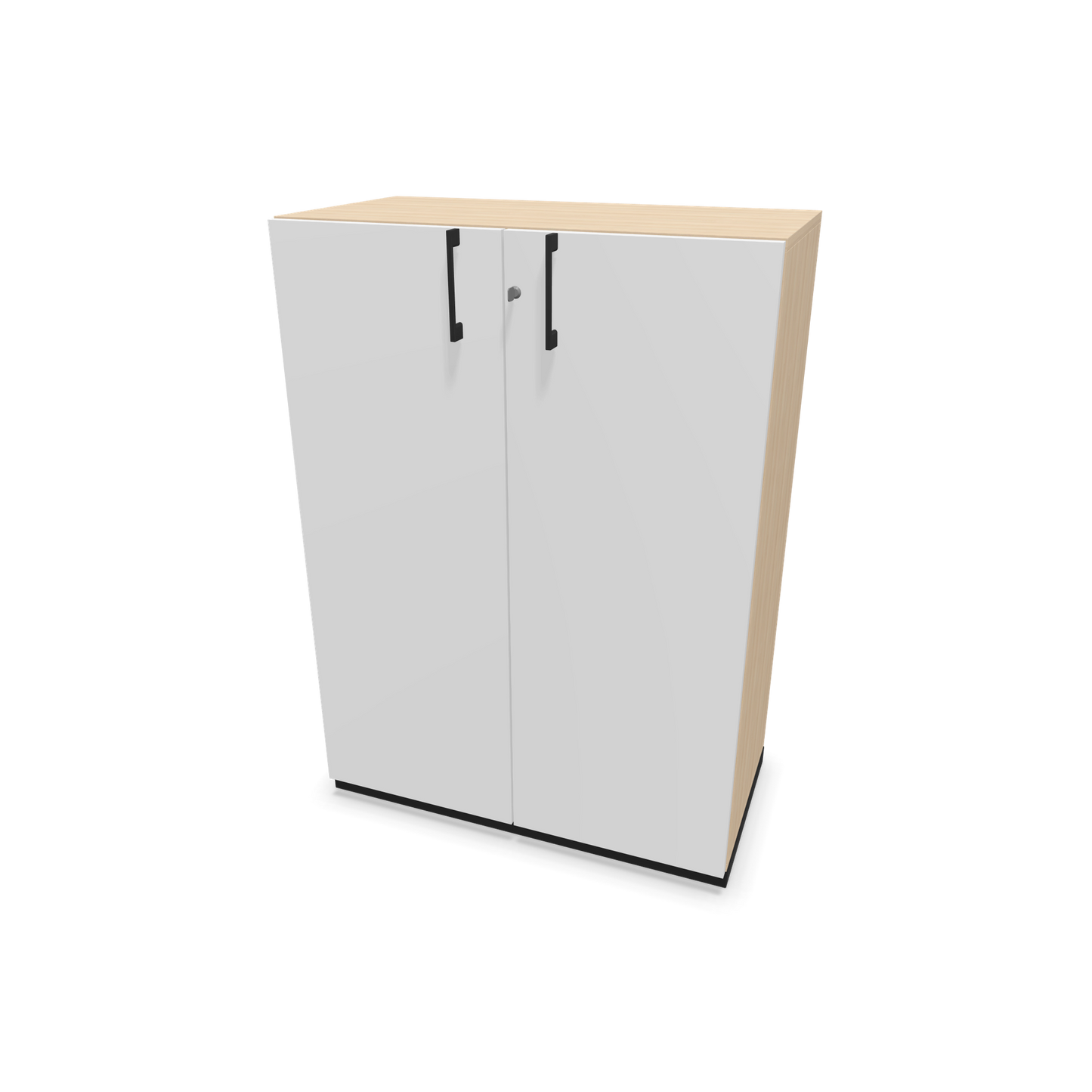 Choice Flügeltürschrank 3-OH - 800mm - Griff und Sockel Schwarz - Kubus Eschendekor - Front Weiss - 6029990