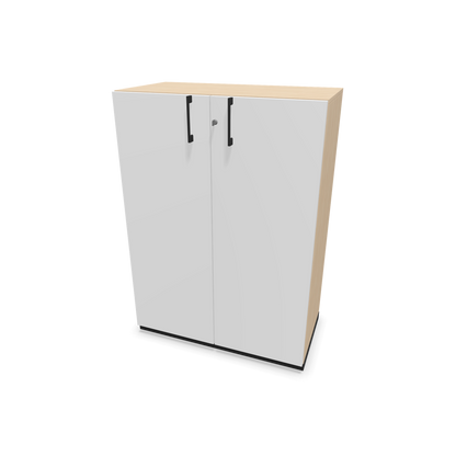 Choice Flügeltürschrank 3-OH - 800mm - Griff und Sockel Schwarz - Kubus Eschendekor - Front Weiss - 6029990