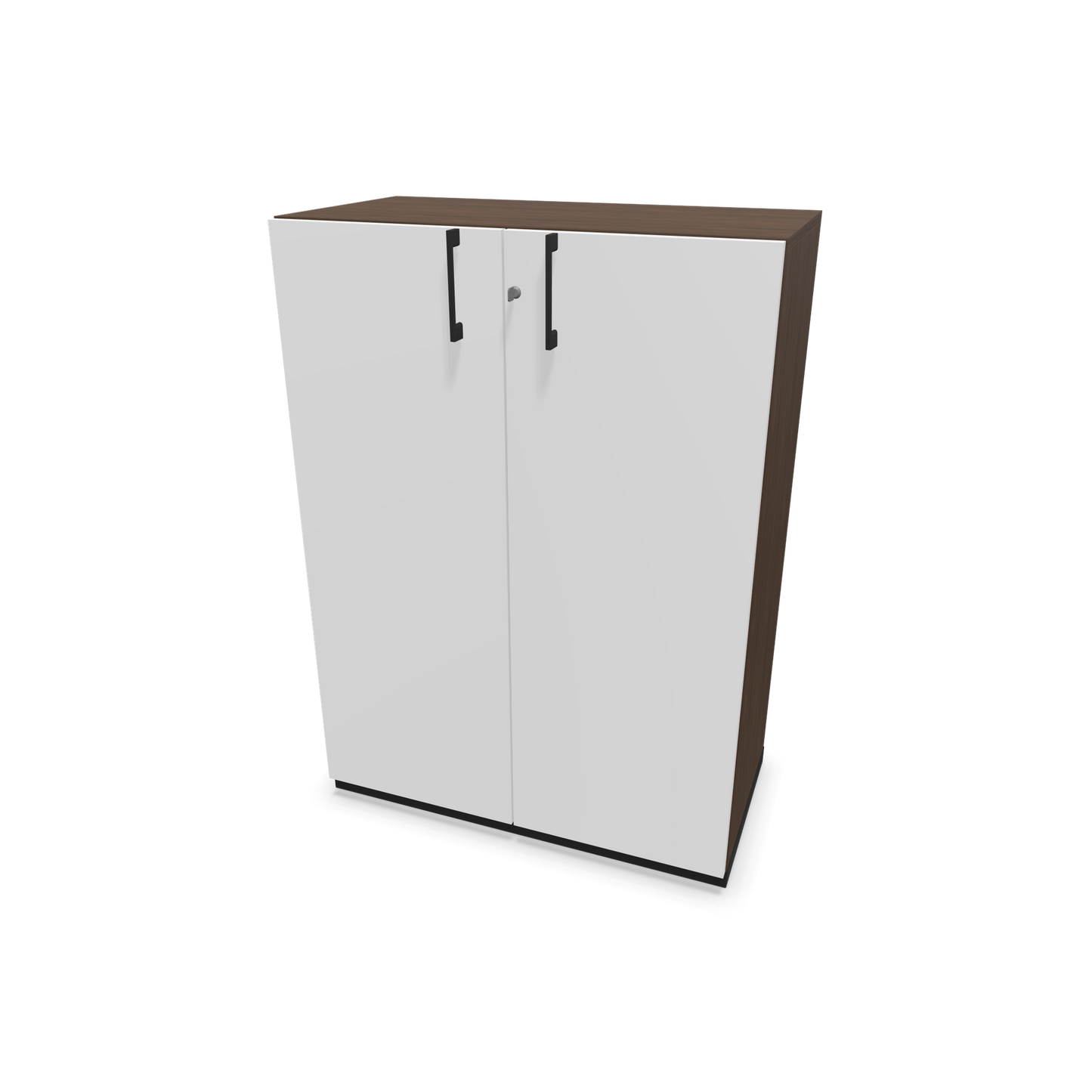 Choice Flügeltürschrank 3-OH - 800mm - Griff und Sockel Schwarz - Kubus Nussbaumdekor - Front Weiss - 6029995