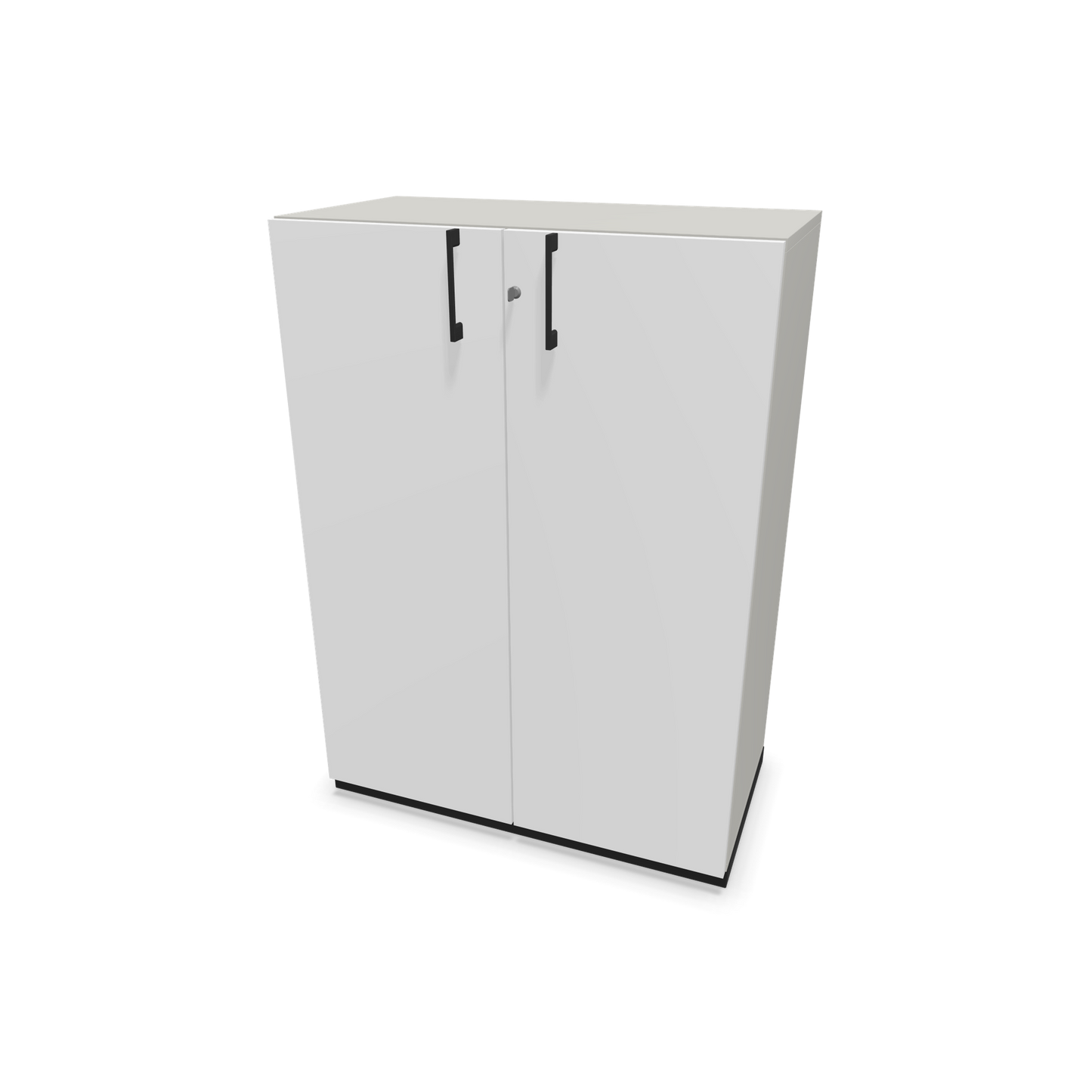 Choice Flügeltürschrank 3-OH - 800mm - Griff und Sockel Schwarz - Kubus Perlgrau - Front Weiss - 6030046