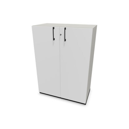 Choice Flügeltürschrank 3-OH - 800mm - Griff und Sockel Schwarz - Kubus Perlgrau - Front Weiss - 6030046