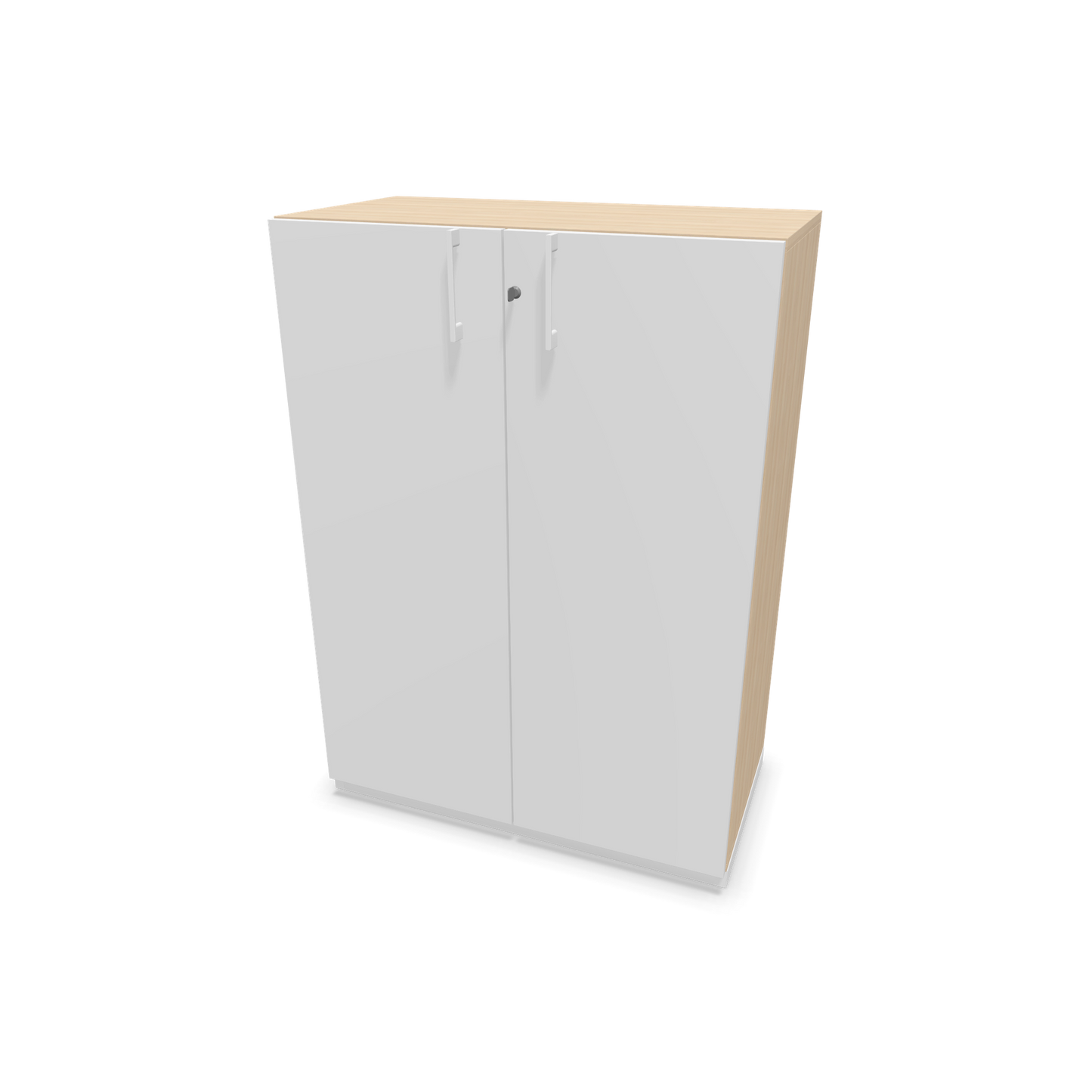 Choice Flügeltürschrank 3-OH - 800mm - Griff und Sockel Weiss - Kubus Eschendekor - Front Weiss - 6030061