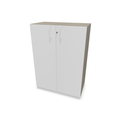 Choice Flügeltürschrank 3-OH - 800mm - Griff und Sockel Weiss - Kubus Holzdekor grau - Front Weiss - 6030071