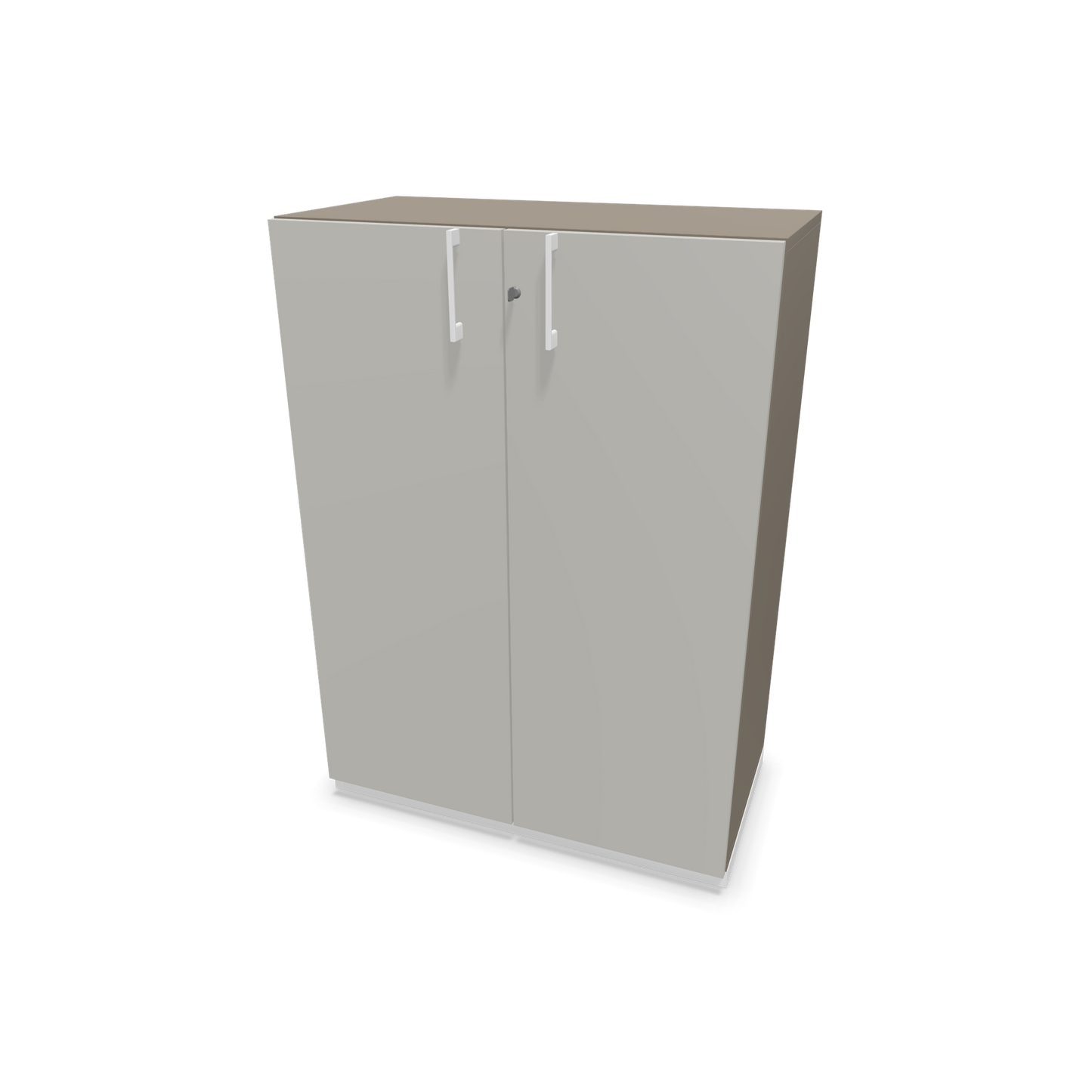 Choice Flügeltürschrank 3-OH - 800mm - Griff und Sockel Weiss - Kubus Cubanitgrau - Front Perlgrau - 6030101