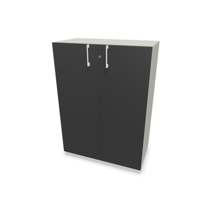 Choice Flügeltürschrank 3-OH - 800mm - Griff und Sockel Weiss - Kubus Perlgrau - Front Dunkelgrau - 6030108
