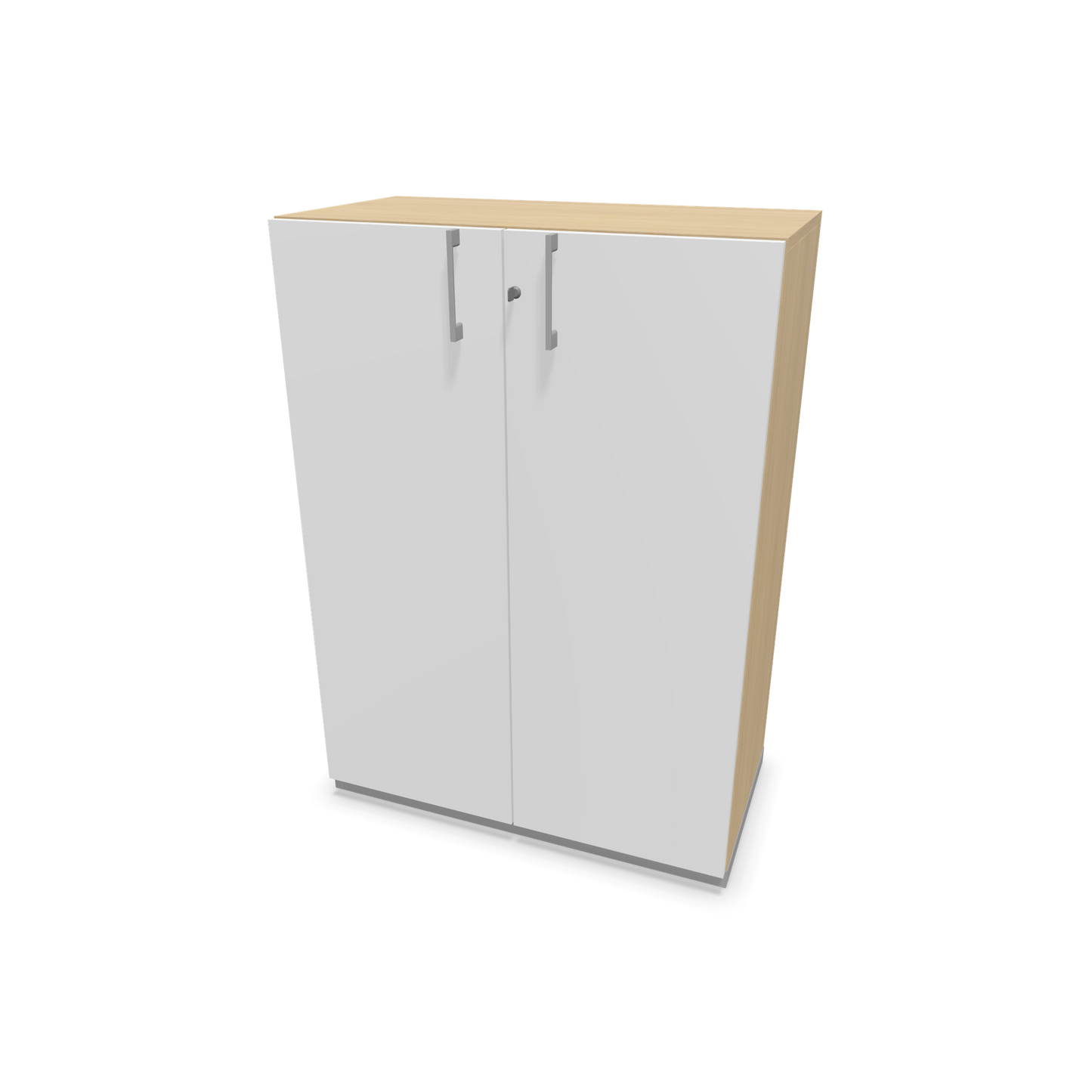 Choice Flügeltürschrank 3-OH - 800mm - Griff und Sockel Silbergrau - Kubus Eichendekor - Front Weiss - 6030112
