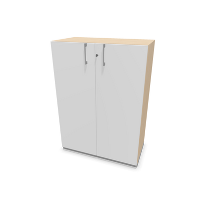 Choice Flügeltürschrank 3-OH - 800mm - Griff und Sockel Silbergrau - Kubus Eschendekor - Front Weiss - 6030122