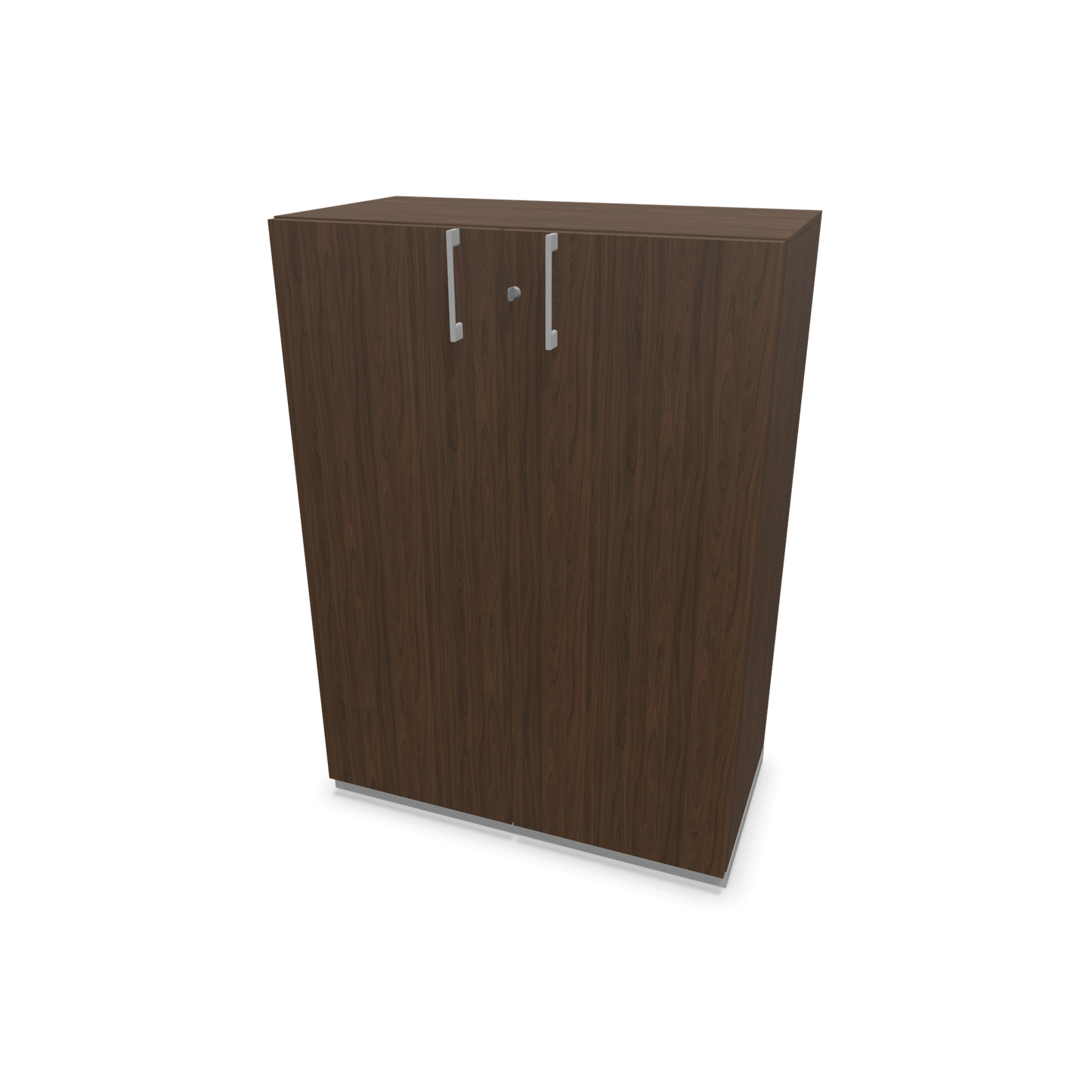 Choice Flügeltürschrank 3-OH - 800mm - Griff und Sockel Silbergrau - Kubus Nussbaumdekor - Front Nussbaumdekor - 6030126