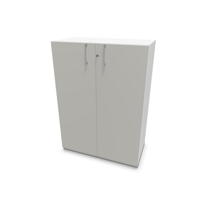 Choice Flügeltürschrank 3-OH - 800mm - Griff und Sockel Silbergrau - Kubus Weiss - Front Perlgrau - 6030144