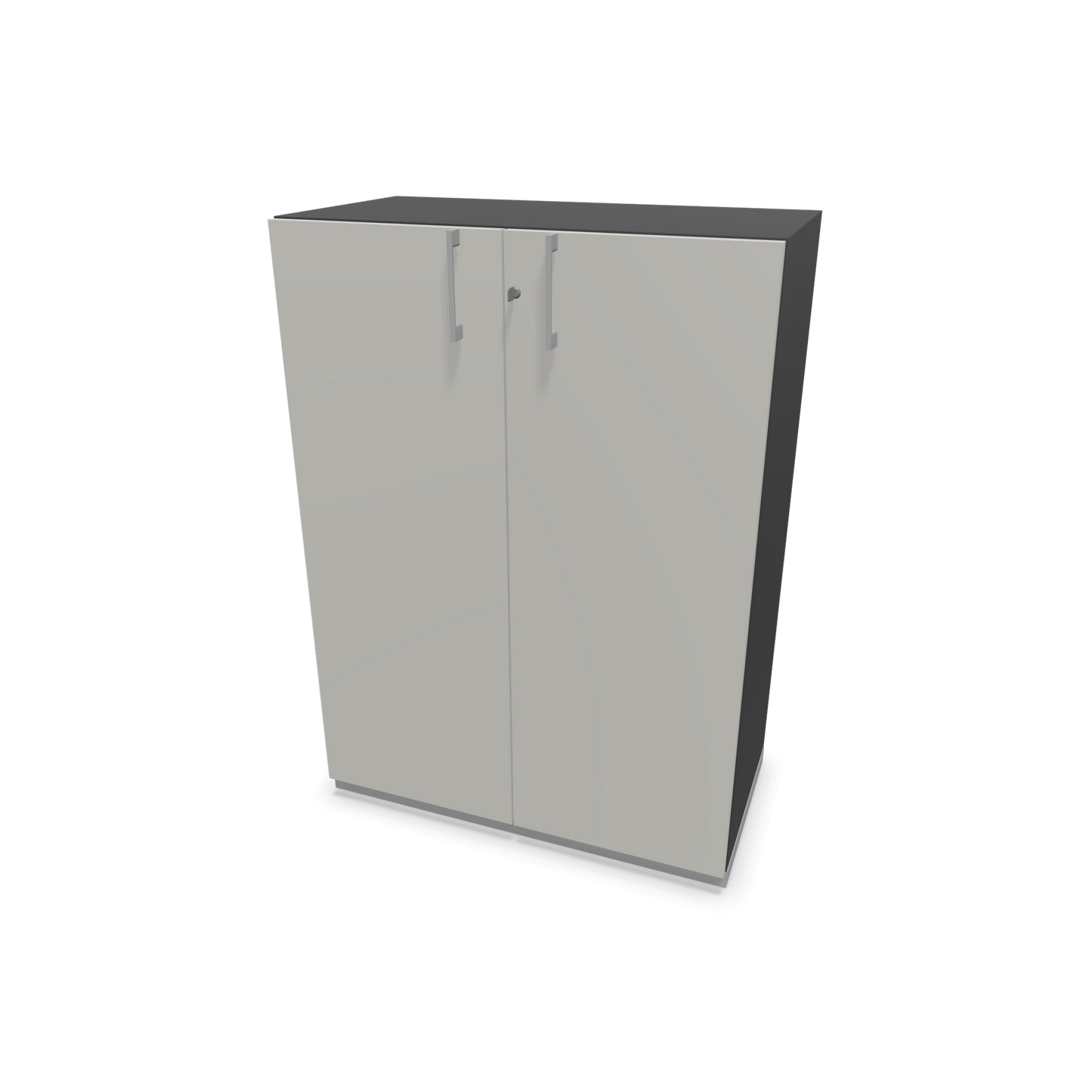 Choice Flügeltürschrank 3-OH - 800mm - Griff und Sockel Silbergrau - Kubus Dunkelgrau - Front Perlgrau - 6030153
