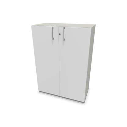 Choice Flügeltürschrank 3-OH - 800mm - Griff und Sockel Silbergrau - Kubus Perlgrau - Front Weiss - 6030168