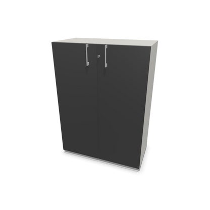 Choice Flügeltürschrank 3-OH - 800mm - Griff und Sockel Silbergrau - Kubus Perlgrau - Front Dunkelgrau - 6030169