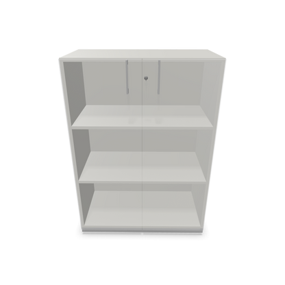 Choice Flügeltürschrank 3-OH - 800mm - Griff und Sockel Silbergrau - Kubus Perlgrau - Front Perlgrau Sichtbild offen - 6030171