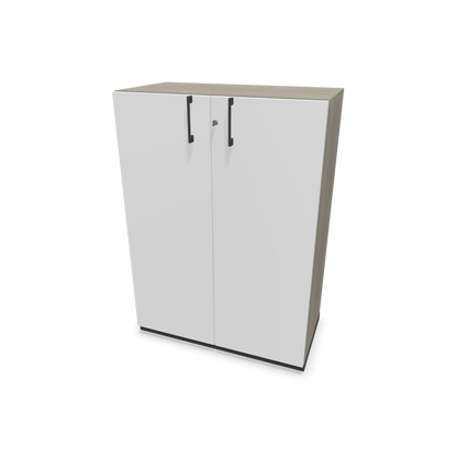 Choice Flügeltürschrank 3-OH - 800mm - Griff und Sockel Dunkelgrau - Kubus Holzdekor grau - Front Weiss - 6030284