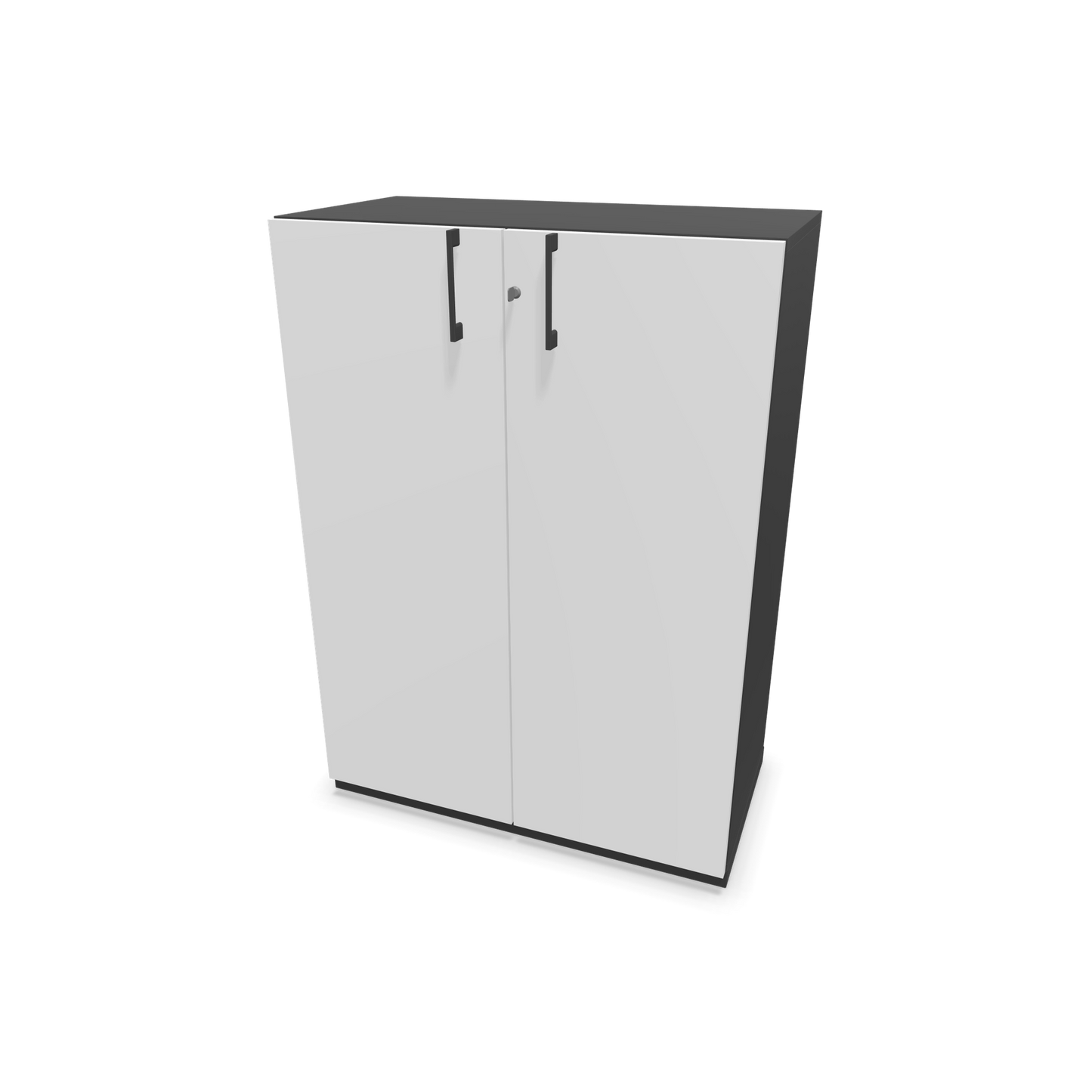 Choice Flügeltürschrank 3-OH - 800mm - Griff und Sockel Dunkelgrau - Kubus Dunkelgrau - Front Weiss - 6030302