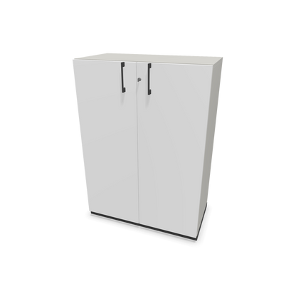 Choice Flügeltürschrank 3-OH - 800mm - Griff und Sockel Dunkelgrau - Kubus Perlgrau - Front Weiss - 6030320