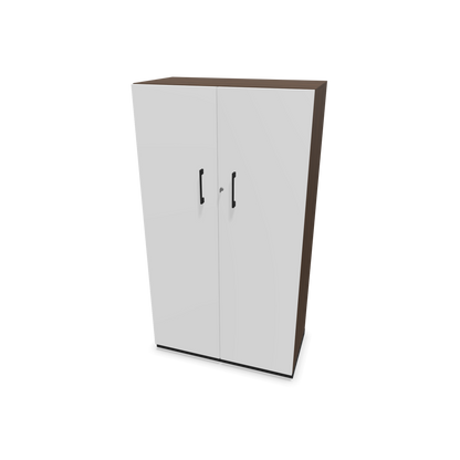 Choice Flügeltürschrank 4-OH - 800mm - Griff und Sockel Schwarz - Kubus Nussbaumdekor - Front Weiss - 6030340