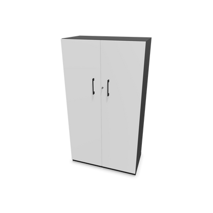 Choice Flügeltürschrank 4-OH - 800mm - Griff und Sockel Schwarz - Kubus Dunkelgrau - Front Weiss - 6030363